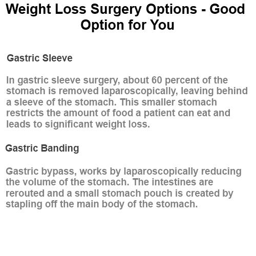 Weight Loss Surgery Options Good Option for You