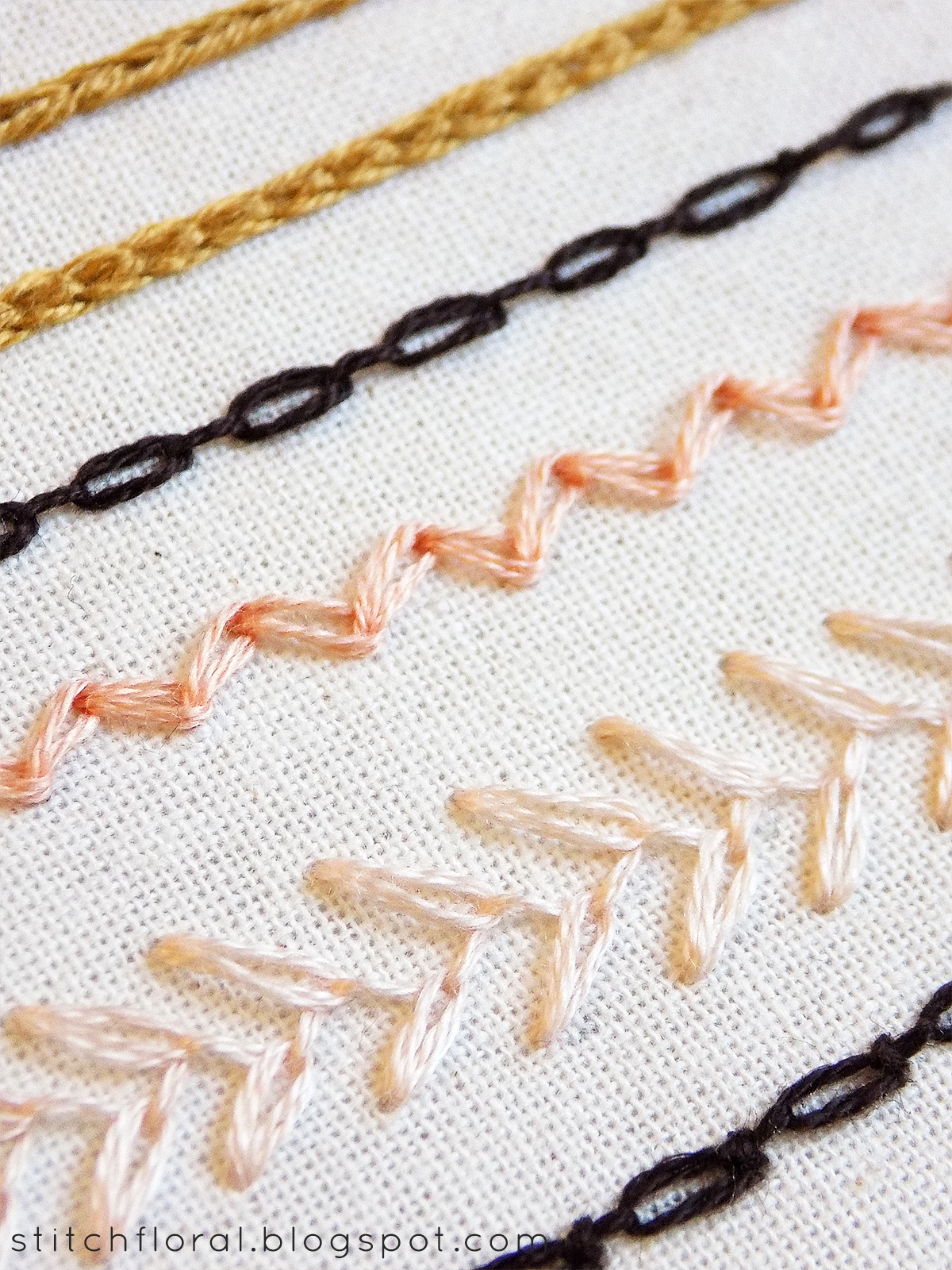 Chain stitch family sampler Stitch Floral