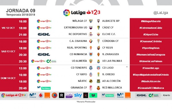 El Málaga - Albacete, el viernes 12 de Octubre a las 16:00 horas