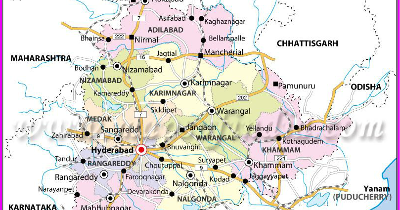 Physical Map Of Telangana Telangana State In India Map