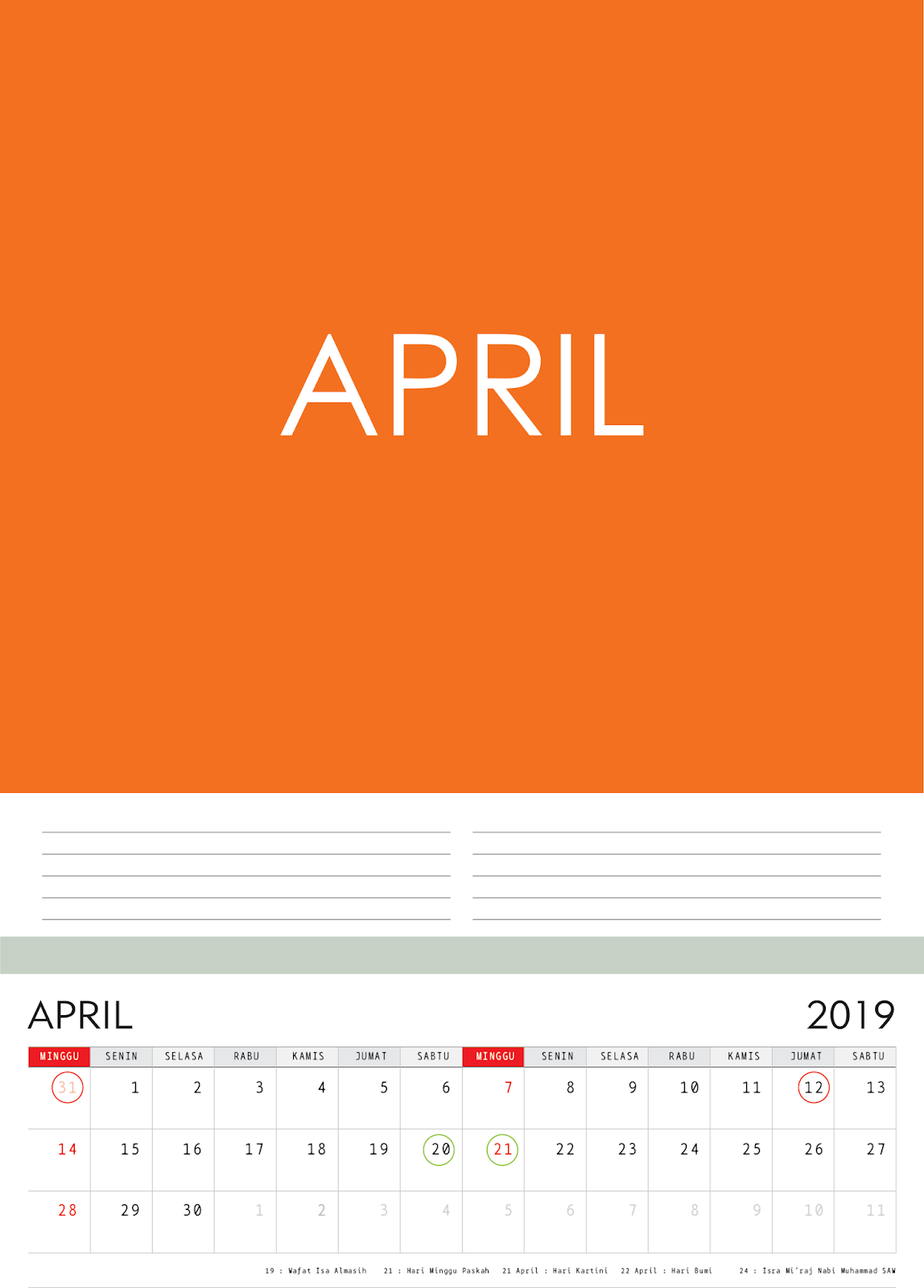 Simple Desain Kalender 2019 Indonesia beserta Hari Libur Nasional - beta:)
