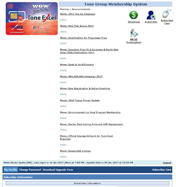 Member Area Login 2017 Simkad Simcard TuneTalk Tune Talk ToneExcel Tone Excel ToneExcel2u Member Area Login 2017