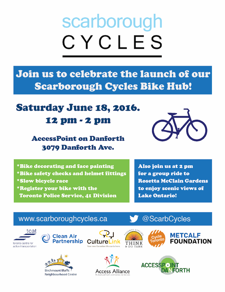 Ward 36 Cyclists Scarborough Cycles Bike Hub Launch at AccessPoint on