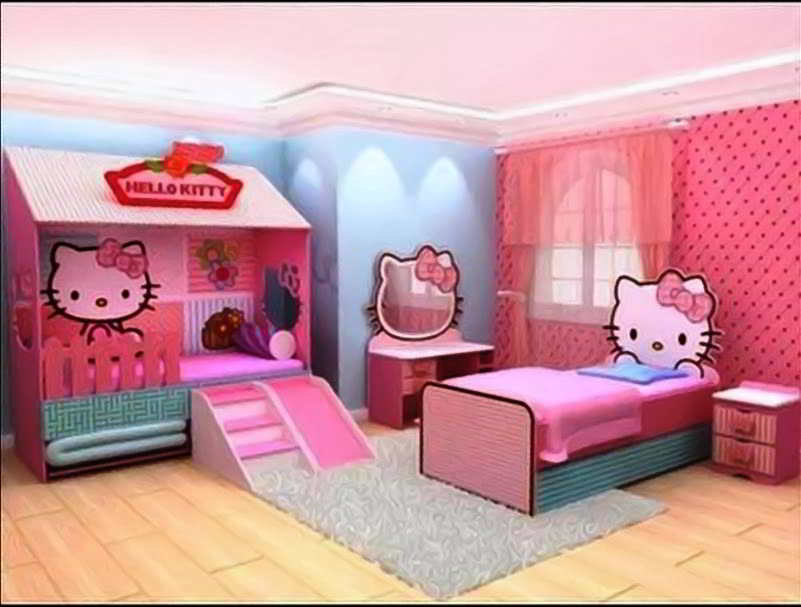 Model Desain Kamar Tidur Hello Kitty Lucu