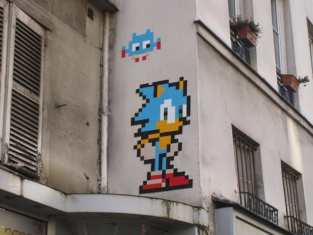 New Wave Of Invasions by Space Invader in Paris, France with Peter Pan and Sonic The Hedgehog. 1