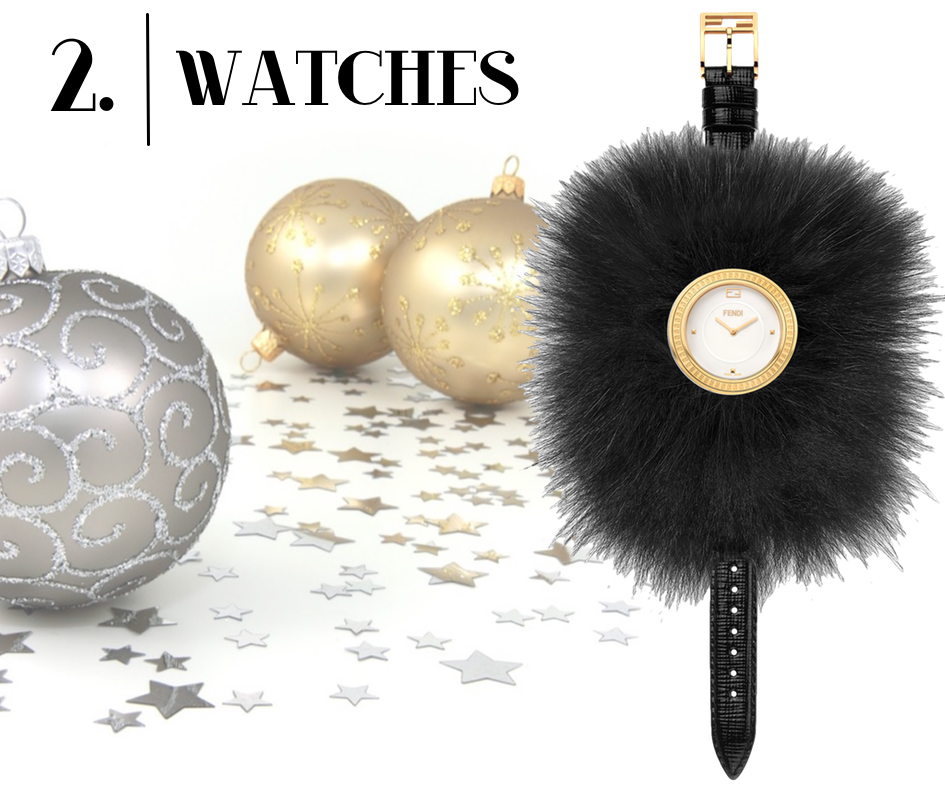 Fendi Timepieces 36mm Fendi My Way Watch w/Removable Fur Glamy, Black