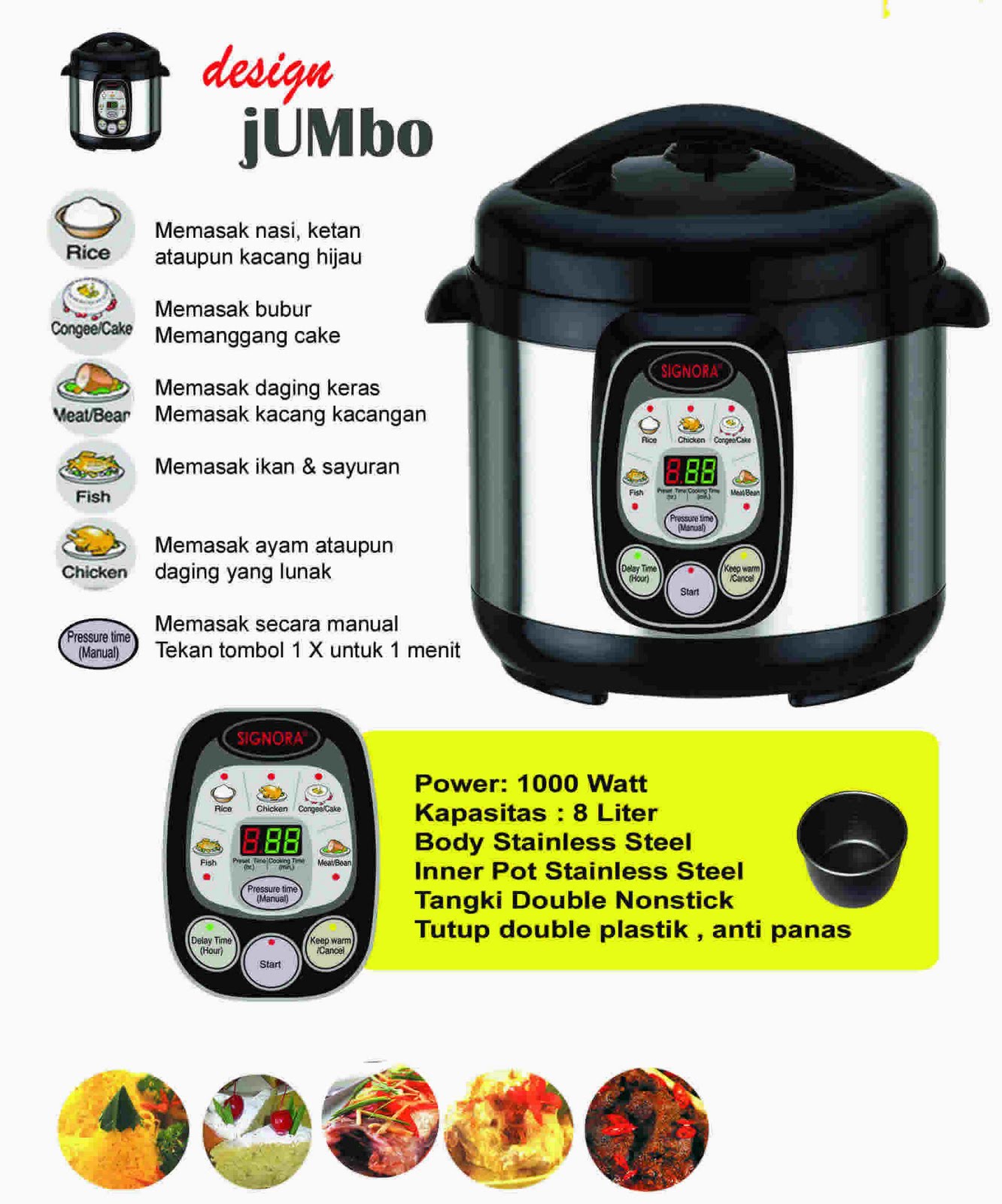 Signora Households Presto Listrik Signora Electric Pressure Cooker