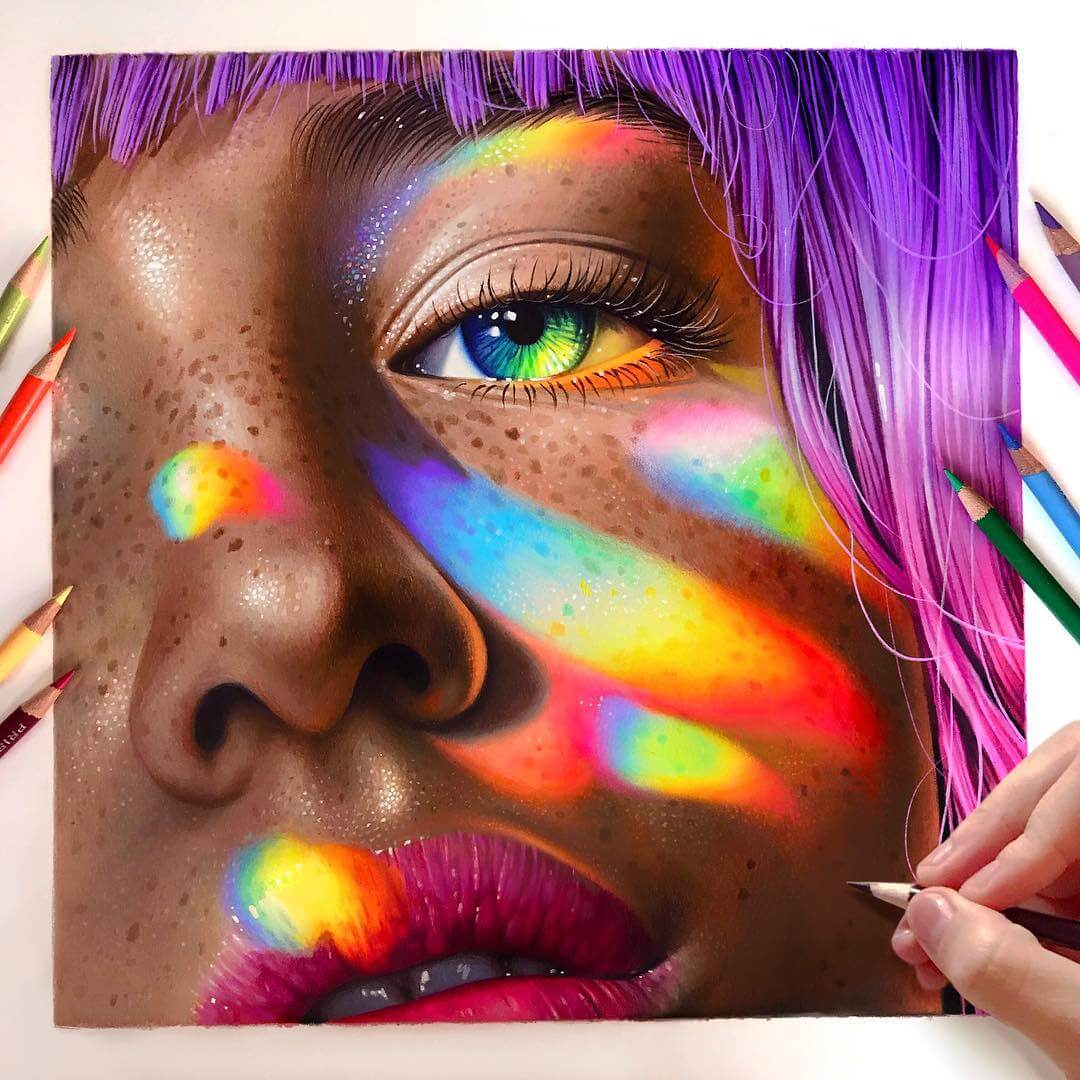 03-Rainbow-Light-Girl-Glowing-Colorful-Drawings-Morgan-Davidson-www-designstack-co