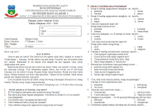Soal UAS Bahasa Sunda KTSP Kelas 6 Semester 1