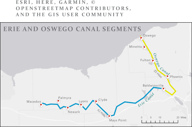 Map of SlowBoat cruise June 2018 Macedon to Oswego