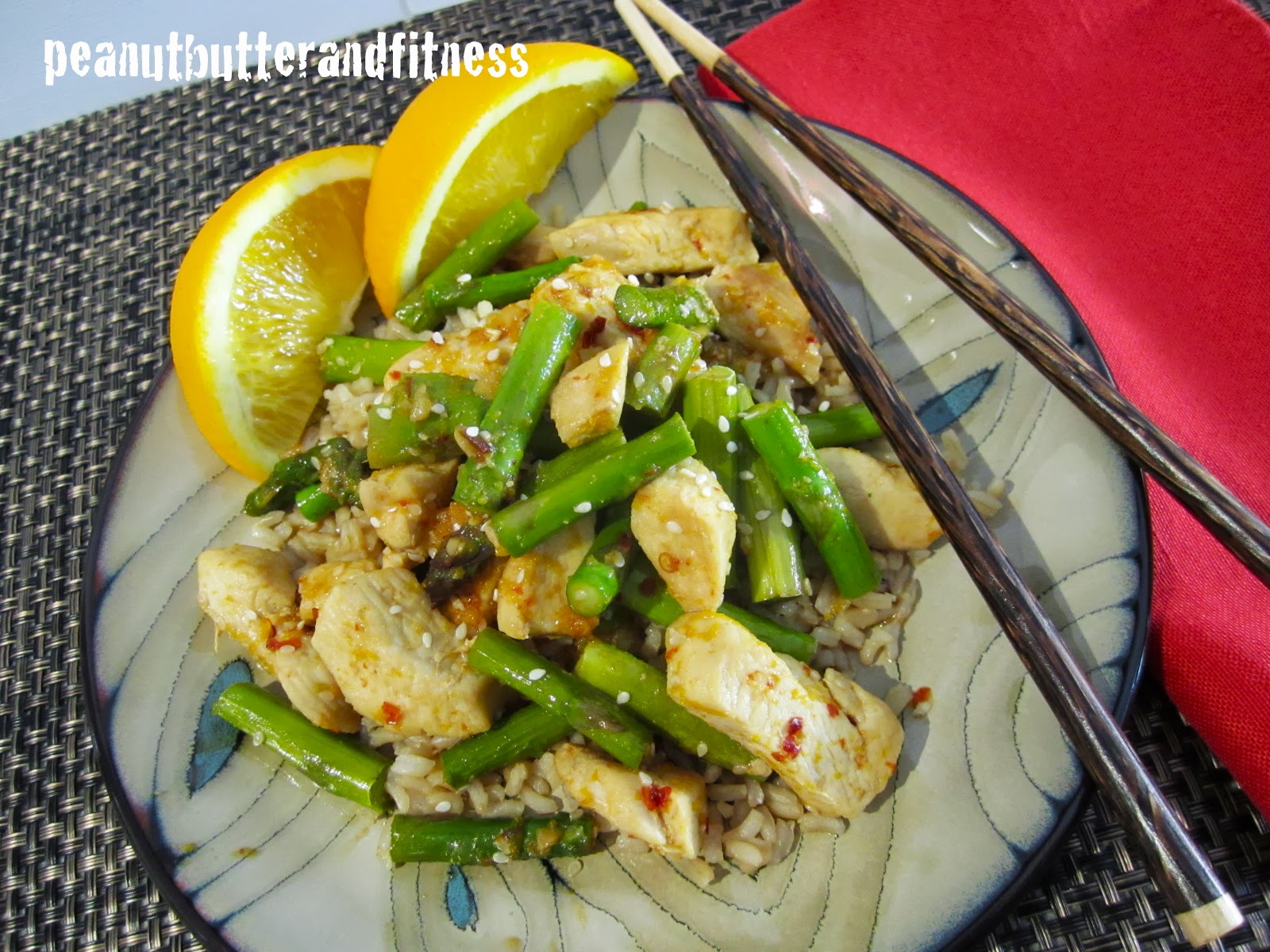 Orange Chicken with Asparagus Peanut Butter and Fitness