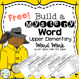 Word Work for Big Kids Freebie alert! Need challenging and engaging activities for Upper Elementary students working on words? The Build A Mystery Word set is a great way to get your students actively manipulating letters to create new words while practicing context clues, dictionary skills, and boosting their vocabulary.