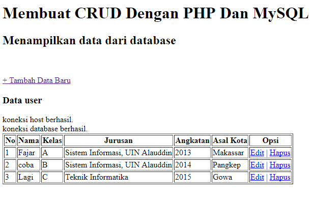 Bagian 3 PHP - Menampilkan Data dari Database Mysql ~ Harian AnSI