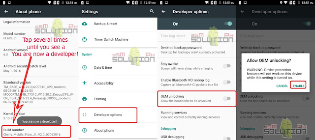 Cherry Mobile Flare J1 v4.0 enable developers option