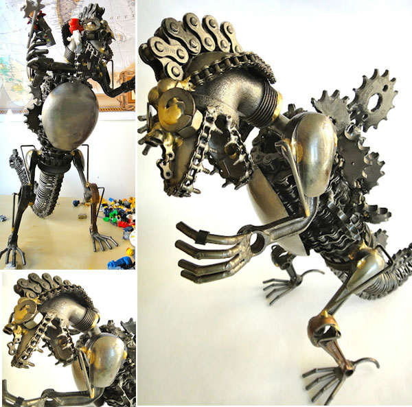 Creative Dinosaur toy made up of waste bicycle chain