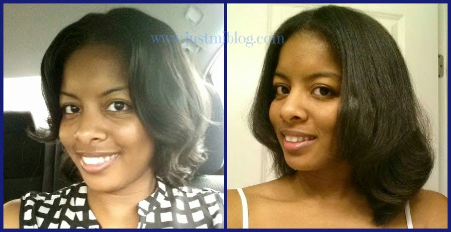 Comparing the length of my hair before and after the sew-in