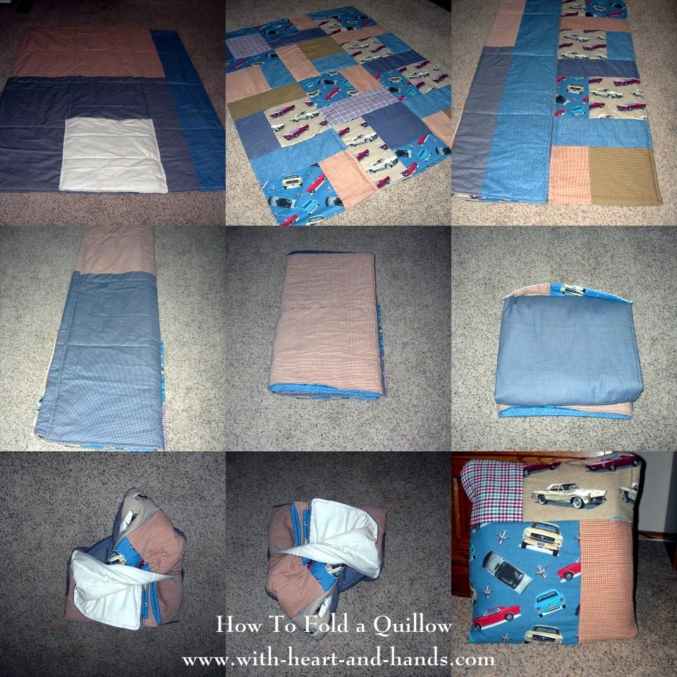 how to fold a blanket into a pillow?