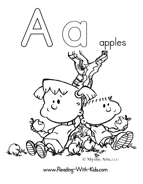 kindergarten coloring pages apple alphabets letter a