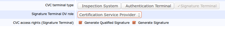 Pic 2: Body or a Certification Service Provider options in the Signature Terminal in EAC 2.10, EJBCA Enterprise 6.2.0.