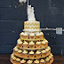 Chevron Wedding Cake with Ombre Cupcakes