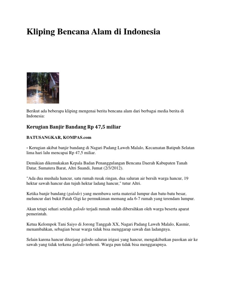 kliping bencana alam - wood scribd indo