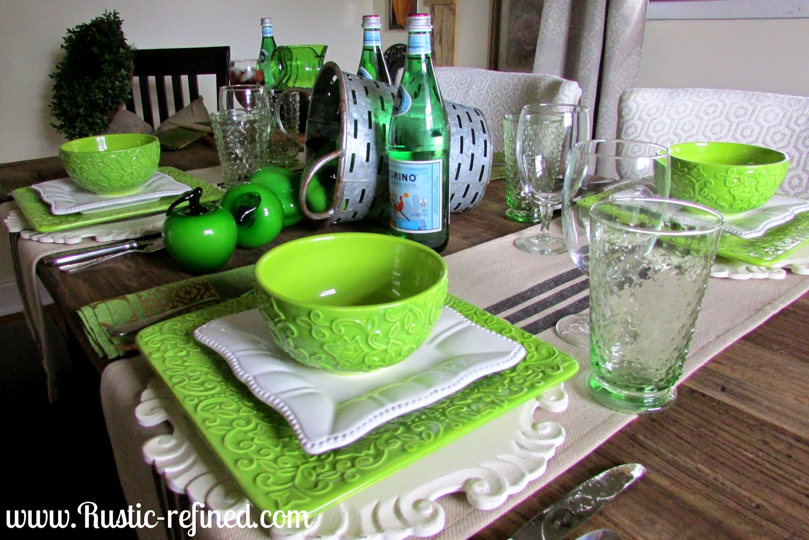 Green and White Tablescape