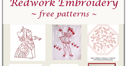 Quilt Inspiration: Free pattern day ! Redwork embroidery
