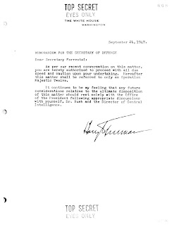 President Truman to Secretary of Defense James Forrestal, 24 September 1947