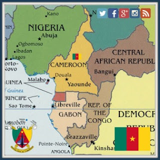 Cameroonian flag on the map of Cameroon