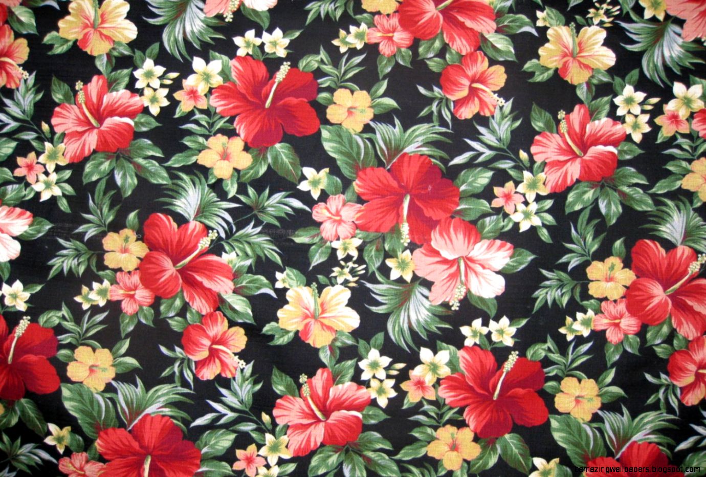 Hawaiian Fabric Red Fl Print by ClassicHawaiiDesigns on Etsy