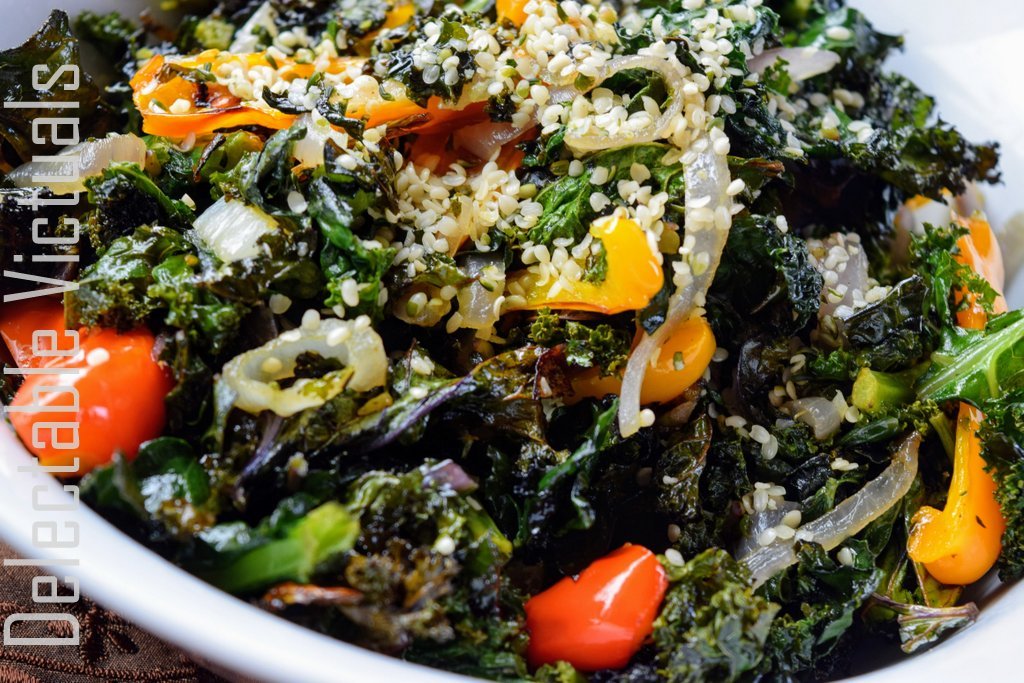 Delectable Victuals Roasted Kale and Colorful Bell Peppers Warm Salad