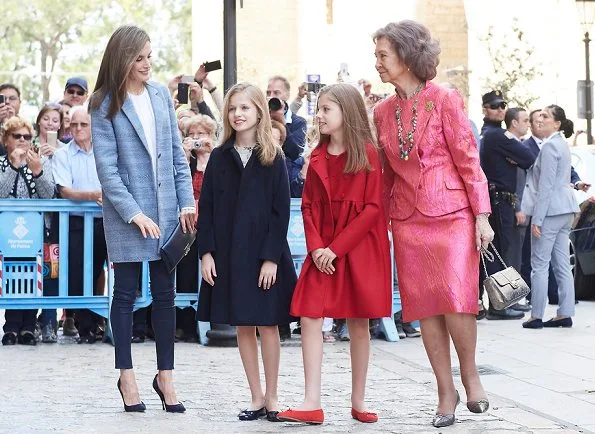 King Felipe, Queen Letizia, Princess Leonor and her sister Sofia and Former Queen Sofia of Spain attended the traditional Mass