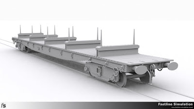 Fastline Simulation: Render of the completed model of a BORAIL EB with 8ft wheelbase plate back bogies.