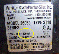 An appliance's wattage must be shown on the information sticker