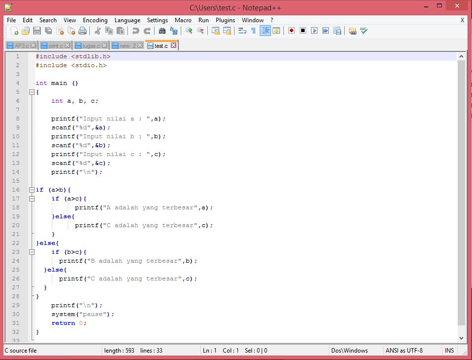 welcome dude!: CONTOH PROGRAM SANGAT SEDERHANA MENGGUNAKAN NOTEPAD++