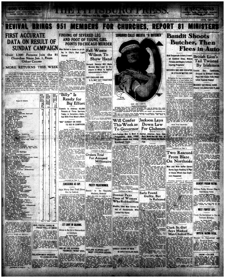 100 years ago in Pittsburgh, Pennsylvania Pittsburgh Press, Sunday