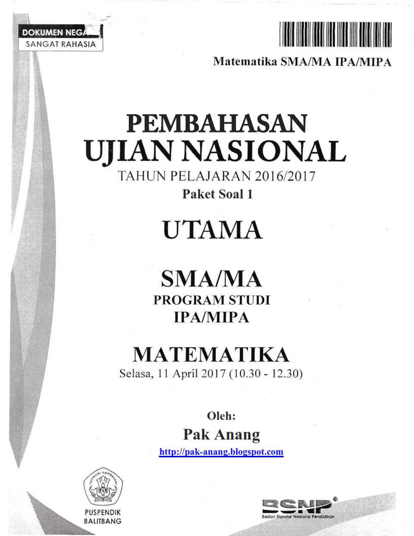 Berbagi Dan Belajar Pembahasan Soal Un Matematika Program Ipa Sma 2017 Trik Superkilat Paket 1