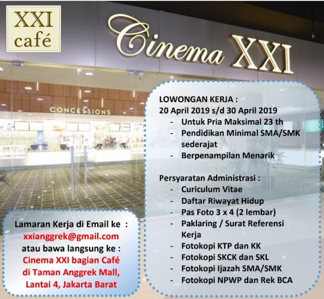 Lowongan Crew XXI Cinema Cafe Mall Taman Anggrek – SerangID