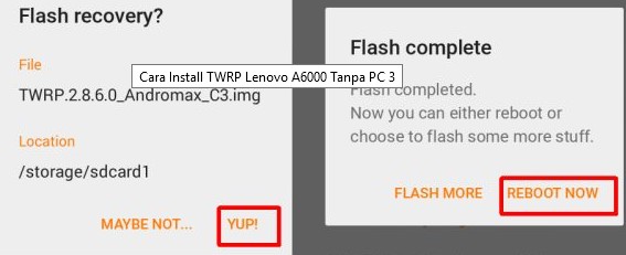 Cara Install TWRP Lenovo A6000 / A6000 Plus Tanpa PC