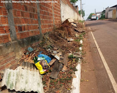 Acúmulo de entulho em calçada na área urbana de Parauapebas. Lixo acumula em vários pontos da cidade. Foto: Dianes G. Marcelino. Parauapebas, Pará, Lixo na rua, entulho, lixo acumula nas ruas de Parauapebas, resíduos sólidos, disque entulho Parauapebas, meio ambiente, impacto ambiental, prefeitura não fiscaliza acúmulo de lixo em Parauapebas, política nacional de resíduos sólidos, educação ambiental, serra dos carajás, carajás, pebinha