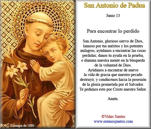 Rincón De La Oración Estampas Oraciones De San Antonio De Padua