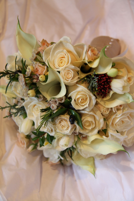 In this elegant vintage bridal bouquet I used a lovely combination of Cream