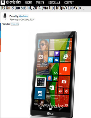 LG Uni8, Ponsel Windows Phone 8.1 Rilis Akhir 2014