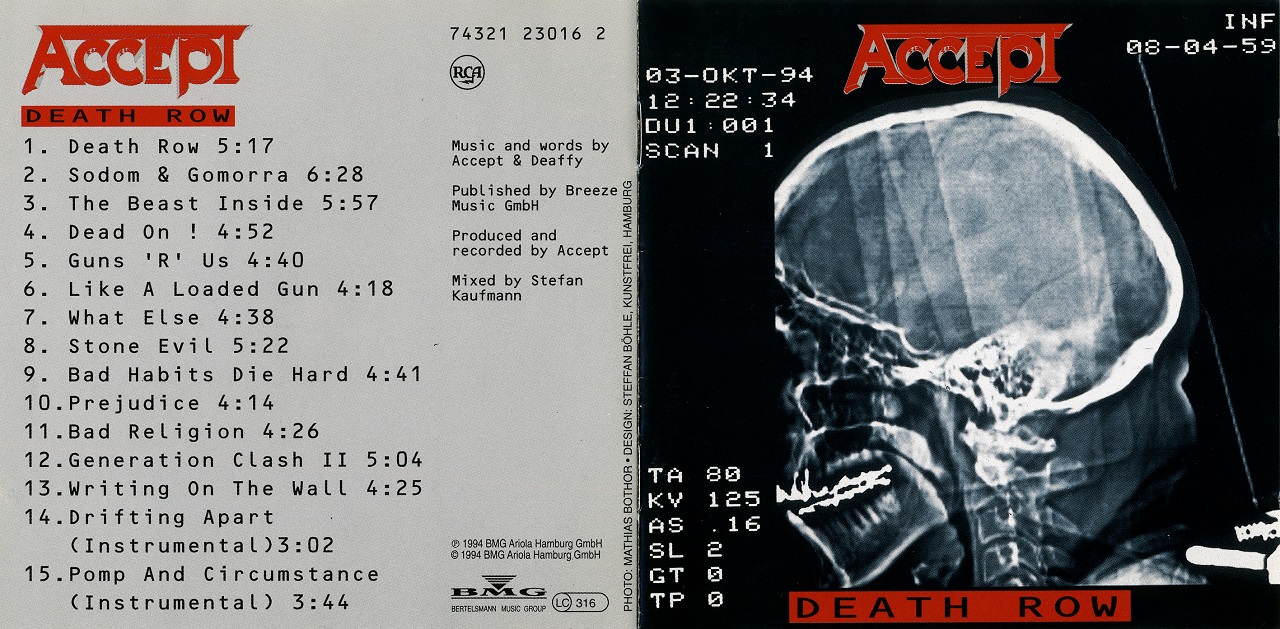 Accept humanoid. Группа accept 1994. Accept Death Row 1994. Accept Death Row обложка альбома. Accept 1994 альбом.
