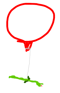 drawing of flying dragon, helium balloon