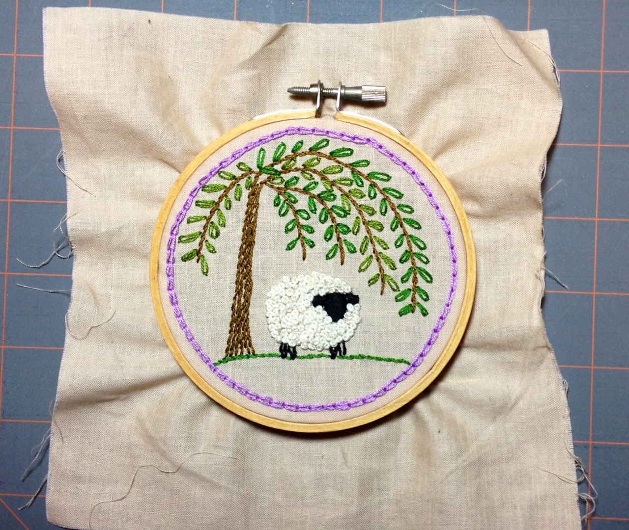 MooshieStitch How to Finish Back of Embroidery Hoop