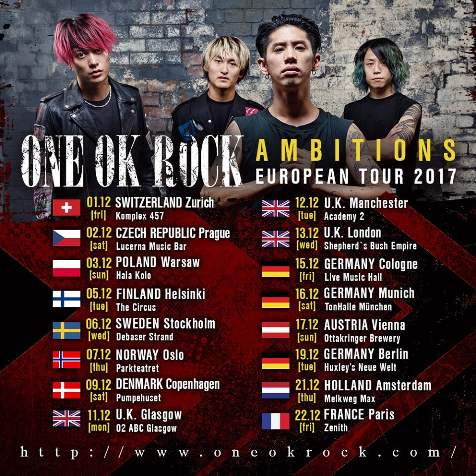 GIRA EUROPEA DE ONE OK ROCK EN DICIEMBRE Hikari No Hana