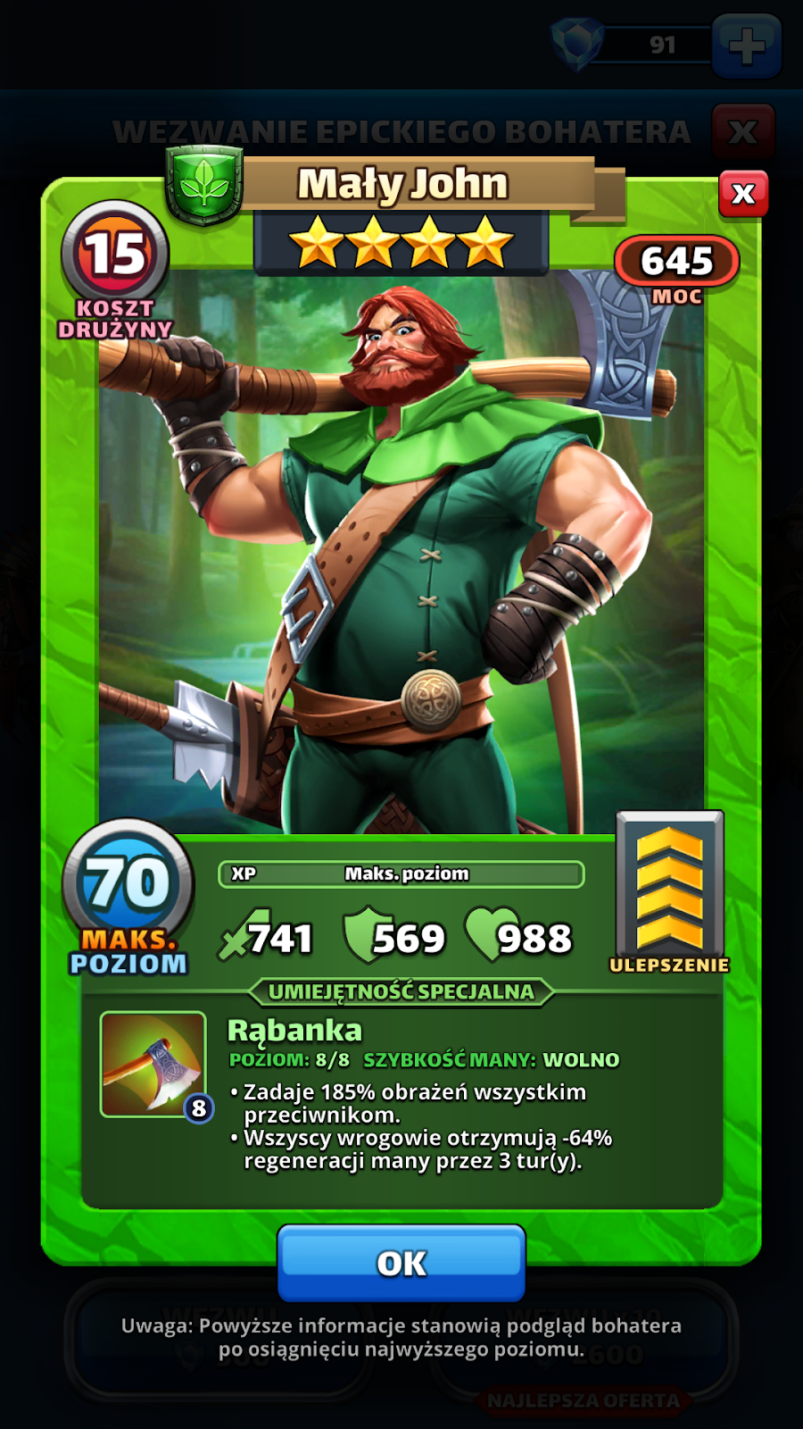 EMPIRES AND PUZZLES PORADNIK PL po grze MAŁY JOHN Bohater NATURALNY