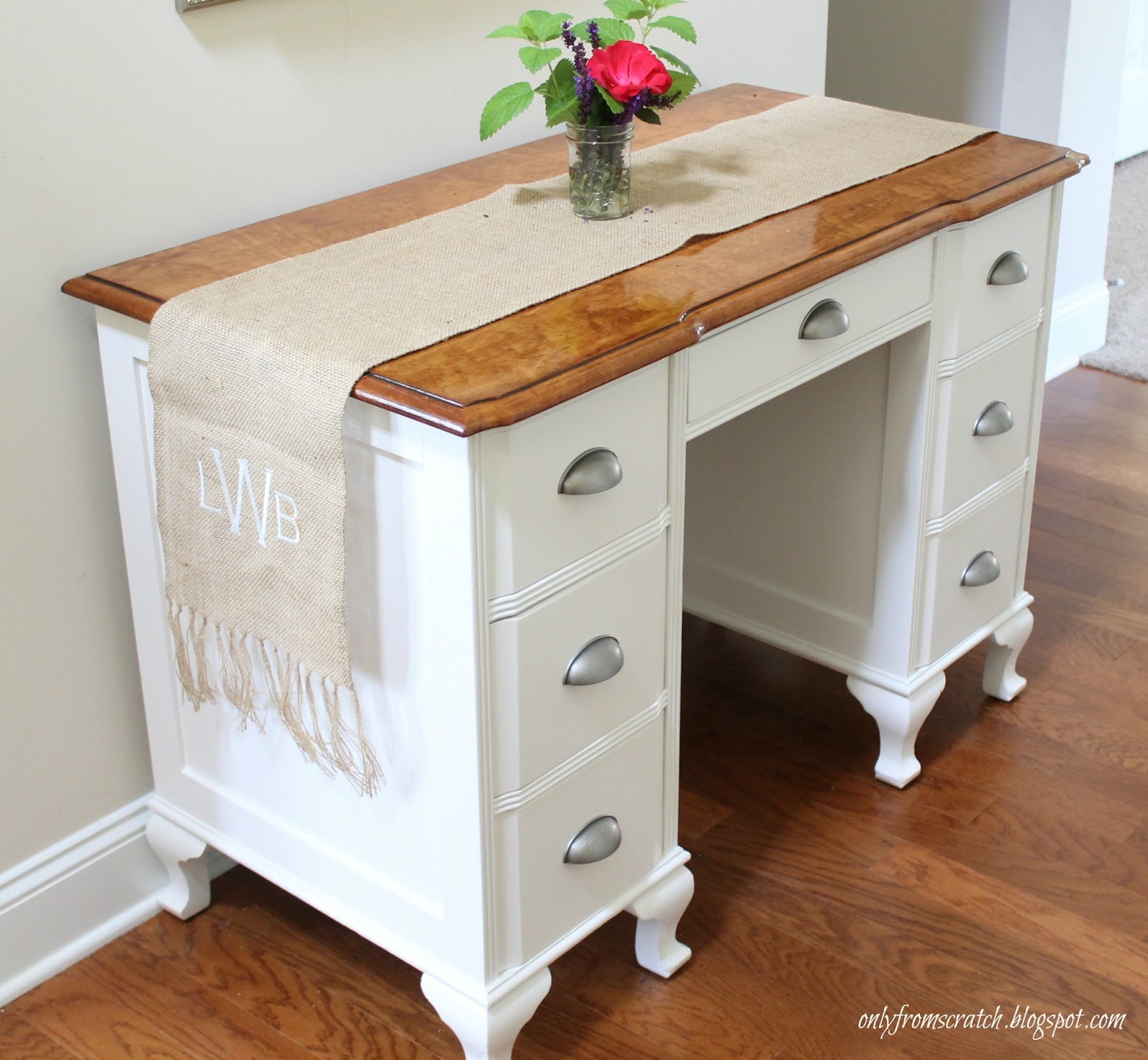 Only From Scratch Sophisticated Desk Makeover for the Foyer