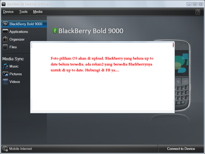 Cara Upgrade OS Blackberry di Desktop Manager